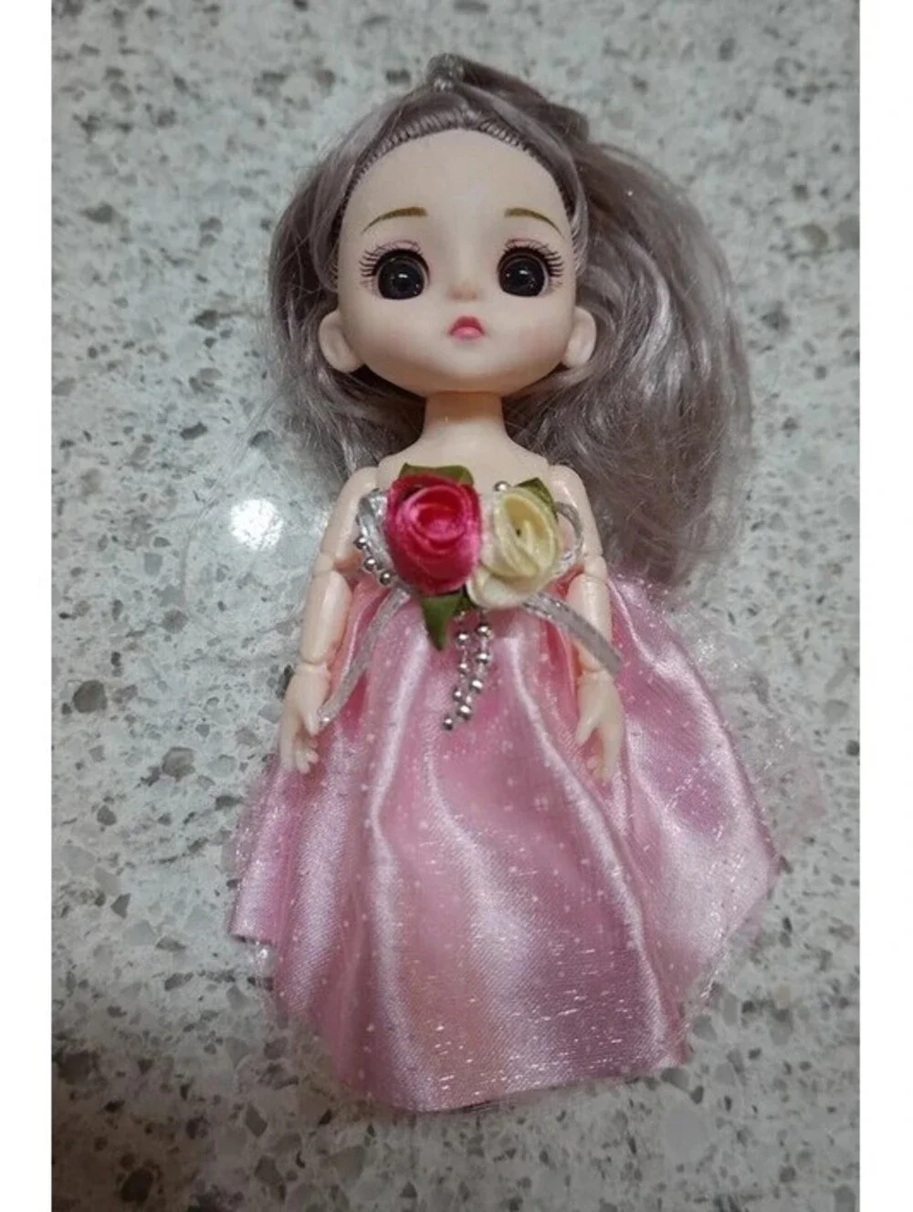 6.5” BJD big eyes doll anime style ball jointed pink gown